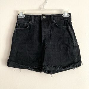 Reformation Womens Black Denim High Rise Jean Shorts Size 24 Distressed Summer